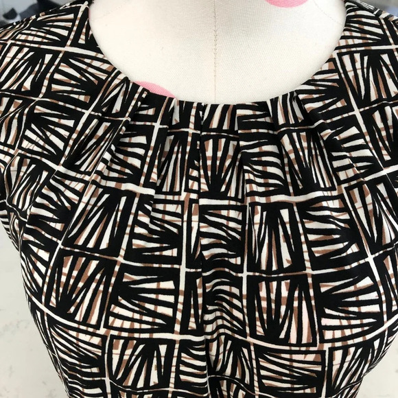 Calvin Klein Sleeveless Scoop Neck Bamboo Print Top Black Tan Wht Sz S NWOT - Picture 6 of 15